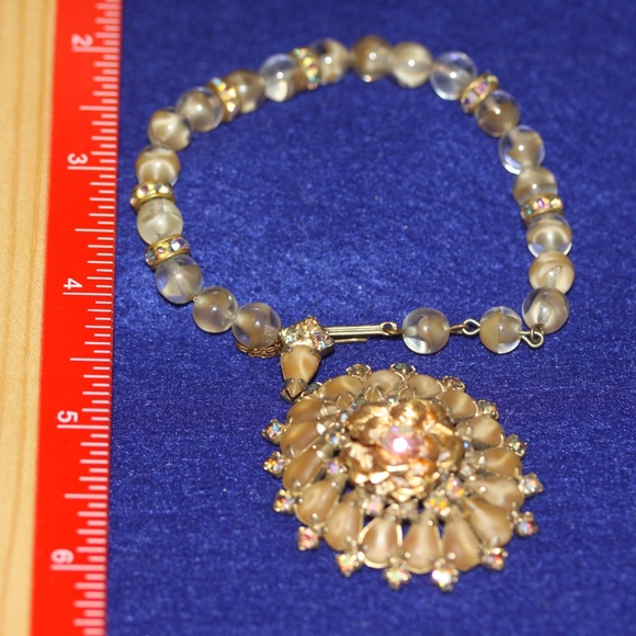 MIDCENTURY HOBE AB RHINESTONES ROSE BRACELET - Picture 4 of 6